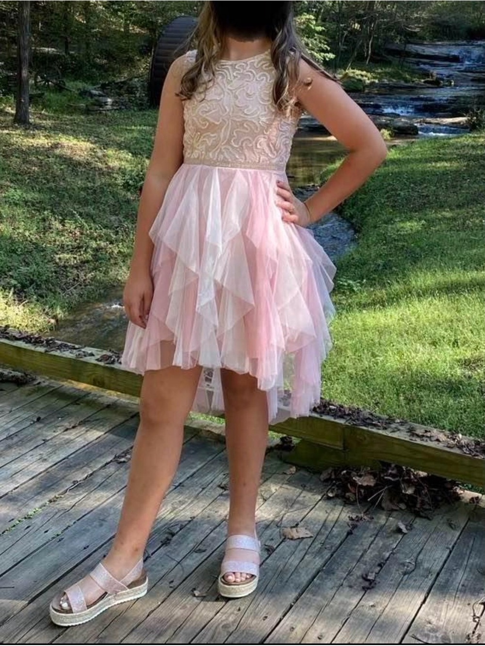 Homecoming/Fun Dress Pink and Gold Girls Size 16 Von Maur